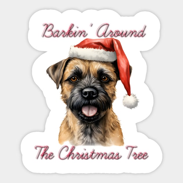 Christmas Border Terrier Dog in Santa Hat Sticker by Pawsitive Curios